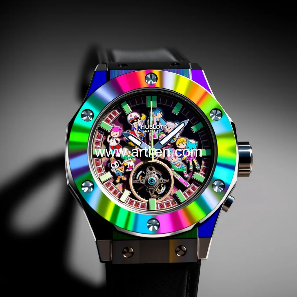 Artistic representation for Hublot presents the MP 15 Takashi Murakami Tourbillon Sapphire Rainbow