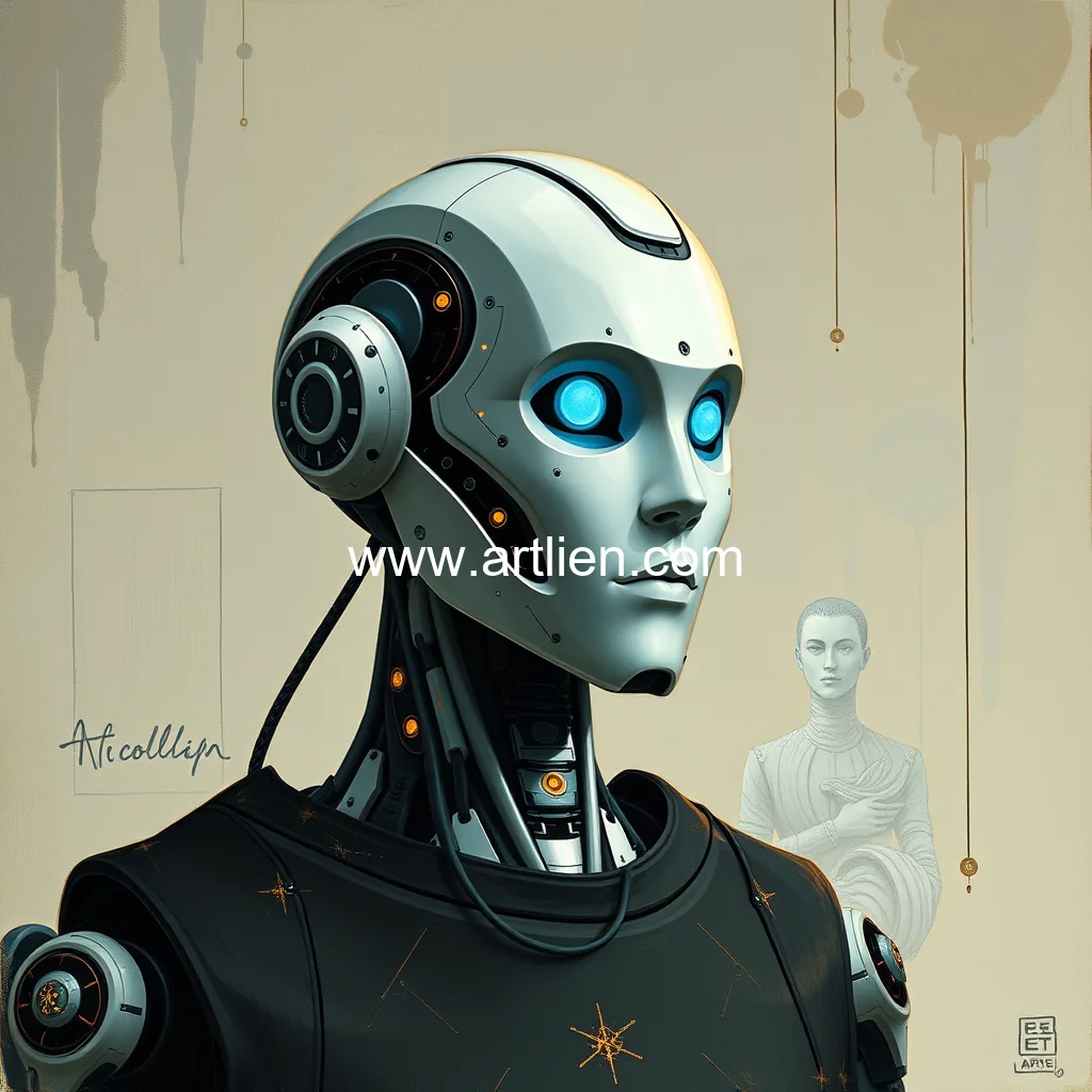 Artistic representation for Portrait by humanoid robot to sell at auction in art world first