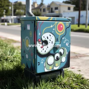 Artistic representation for Lewiston artists defend mushie painting on electrical box after councilor claims it promotes drug use