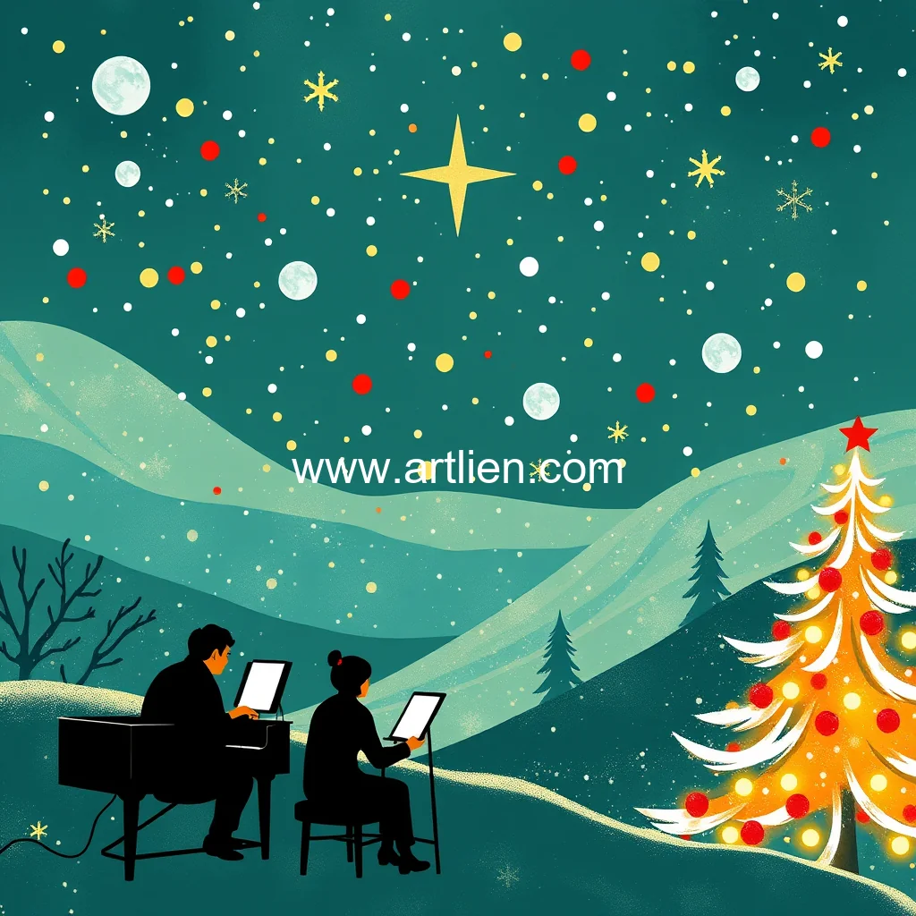 Artistic representation for Festive arts and music extravaganza: carols, friendsgiving, solo recitals, and tianjin's musical spectacle!