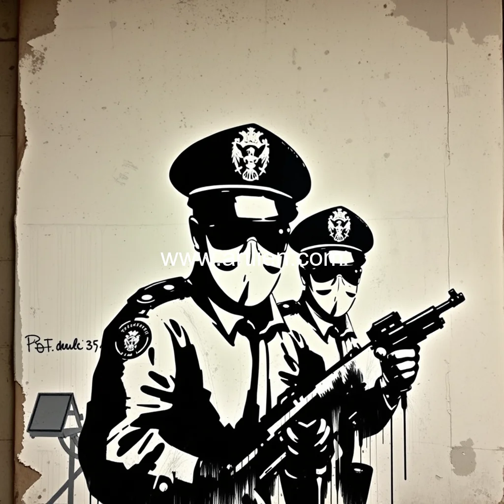 Artistic representation for Police bust art crime network forging Banksy Picasso
