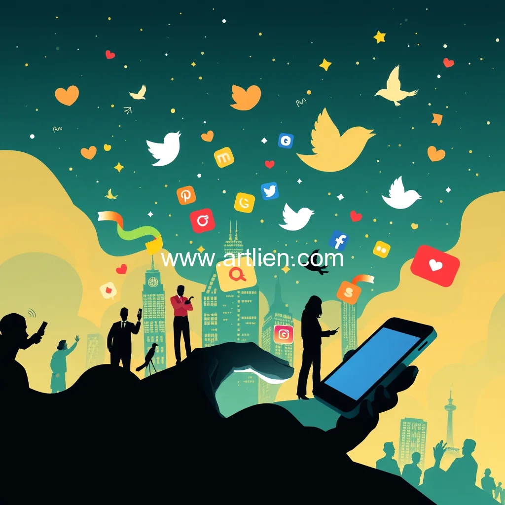 Artistic representation for Social media's impact on the rise of u.s.