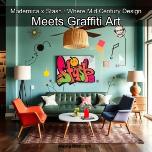 Artistic representation for Modernica x Stash : Where Mid Century Design Meets Graffiti Art