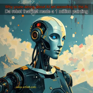 Artistic representation for Why youre wrong about AI art according to the Ai Da robot that just made a 1 million painting