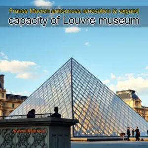 Artistic representation for France Macron announces renovation to expand capacity of Louvre museum