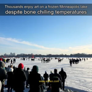 Artistic representation for Thousands enjoy art on a frozen Minneapolis lake despite bone chilling temperatures
