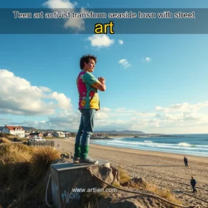 Artistic representation for Teen art activist transform seaside town with street art