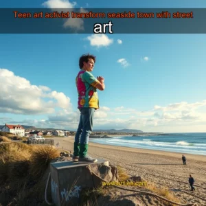 Artistic representation for Teen art activist transform seaside town with street art
