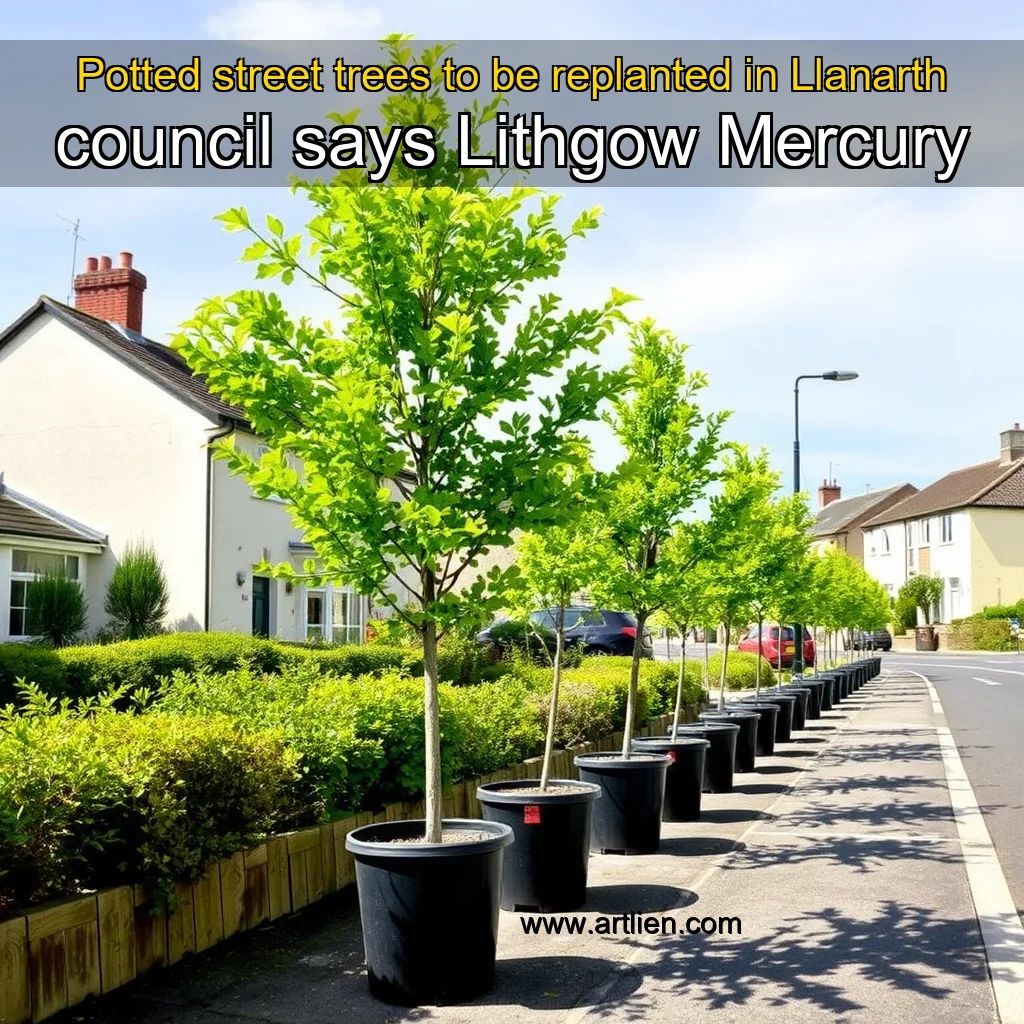 Artistic representation for Potted street trees to be replanted in Llanarth council says Lithgow Mercury
