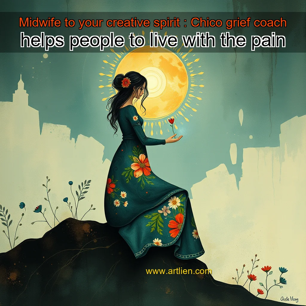 Artistic representation for Midwife to your creative spirit : Chico grief coach helps people to live with the pain