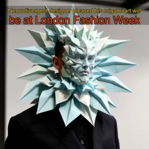 Artistic representation for Neurodivergent designer pleased his origami art will be at London Fashion Week