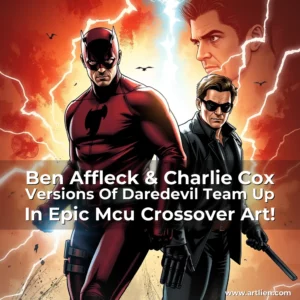 Artistic representation for Ben Affleck & Charlie Cox Versions Of Daredevil Team Up In Epic Mcu Crossover Art!