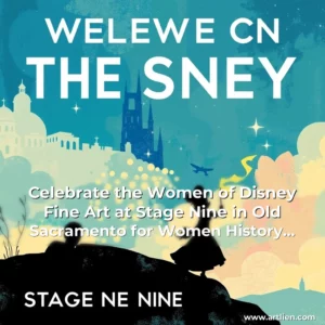 Artistic representation for Celebrate the Women of Disney Fine Art at Stage Nine in Old Sacramento for Women History Month This March