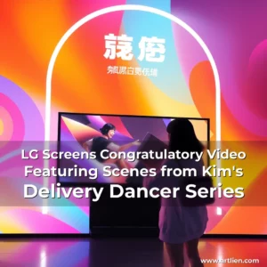 Artistic representation for LG Screens Congratulatory Video Featuring Scenes from Kim's Delivery Dancer Series